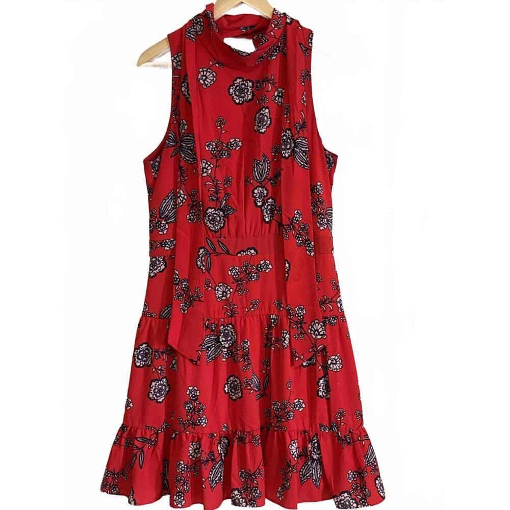 Eliza J Red Floral Sleeveless Dress Size 14